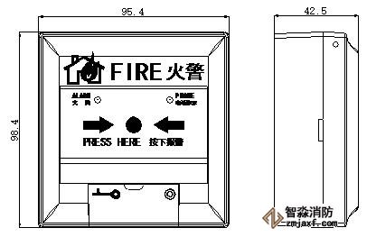 J-SAM-GST9122手動(dòng)火災(zāi)報(bào)警按鈕外形尺寸圖 J-SAM-GST9122手動(dòng)火災(zāi)報(bào)警按鈕外形尺寸圖