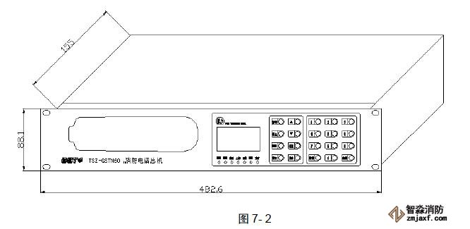TSZ-GSTN60消防電話總機(jī)外形尺寸圖 TSZ-GSTN60消防電話總機(jī)外形尺寸圖
